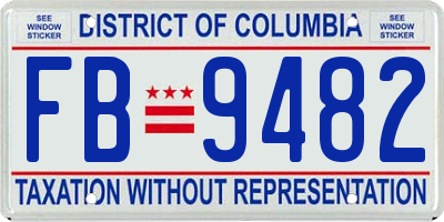 DC license plate FB9482