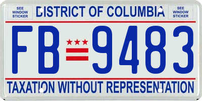 DC license plate FB9483