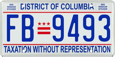 DC license plate FB9493