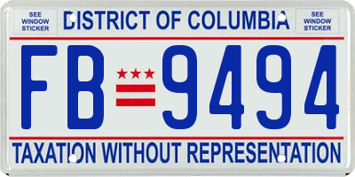 DC license plate FB9494