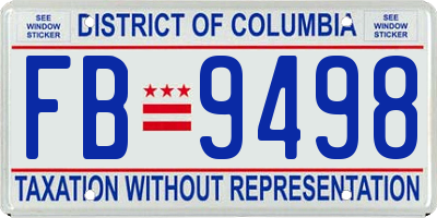 DC license plate FB9498