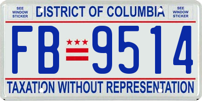 DC license plate FB9514