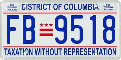 DC license plate FB9518