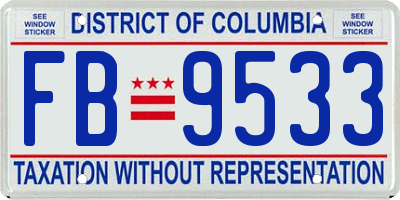 DC license plate FB9533