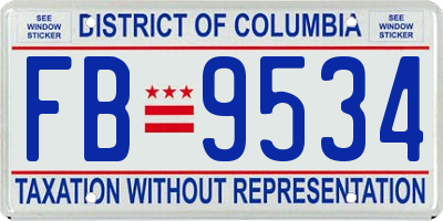 DC license plate FB9534