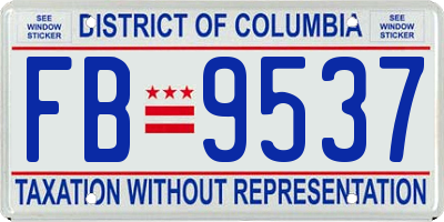 DC license plate FB9537