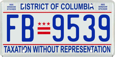 DC license plate FB9539