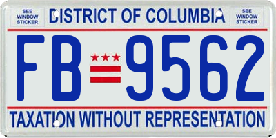 DC license plate FB9562