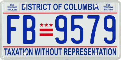 DC license plate FB9579