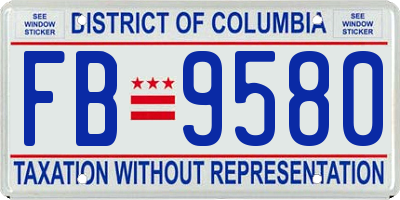 DC license plate FB9580