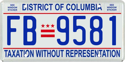 DC license plate FB9581