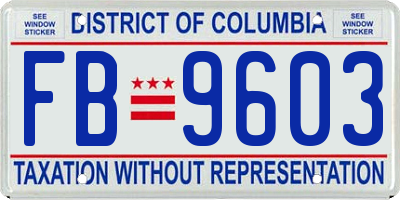 DC license plate FB9603