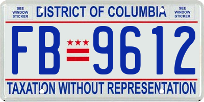 DC license plate FB9612