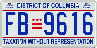 DC license plate FB9616