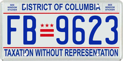 DC license plate FB9623