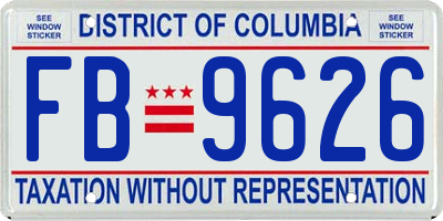 DC license plate FB9626