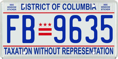 DC license plate FB9635