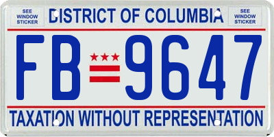 DC license plate FB9647