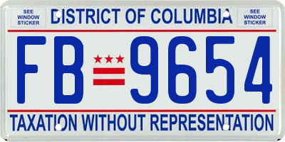 DC license plate FB9654