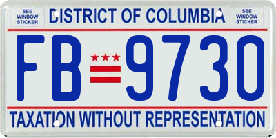 DC license plate FB9730