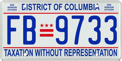 DC license plate FB9733