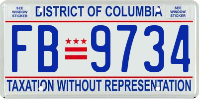 DC license plate FB9734