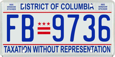 DC license plate FB9736