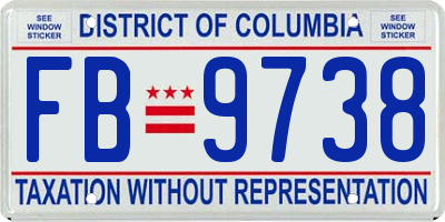 DC license plate FB9738