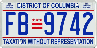 DC license plate FB9742