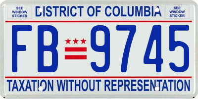 DC license plate FB9745