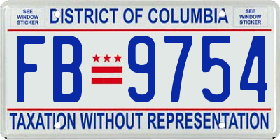 DC license plate FB9754