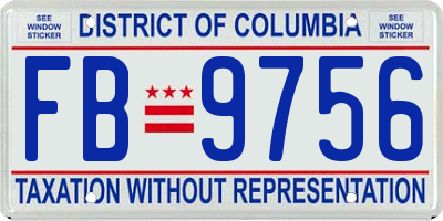 DC license plate FB9756