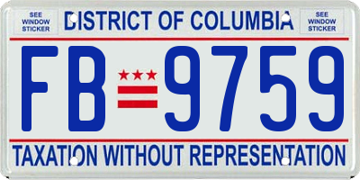 DC license plate FB9759