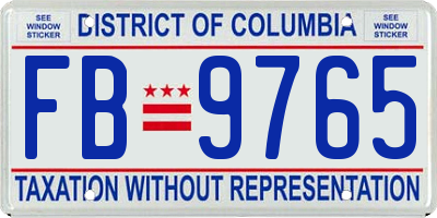 DC license plate FB9765