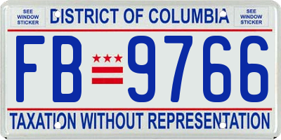 DC license plate FB9766