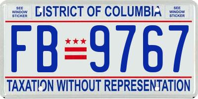 DC license plate FB9767