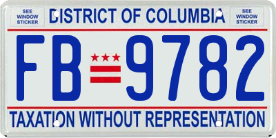 DC license plate FB9782