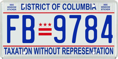 DC license plate FB9784