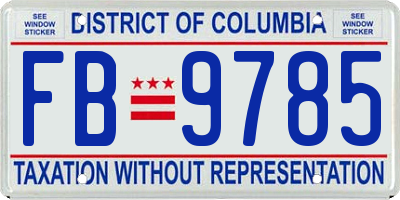 DC license plate FB9785