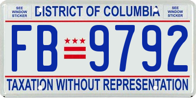 DC license plate FB9792