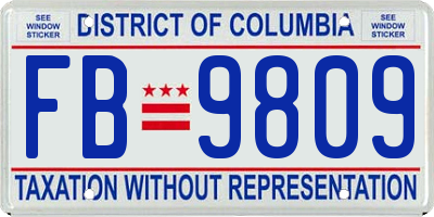 DC license plate FB9809