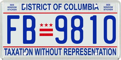 DC license plate FB9810