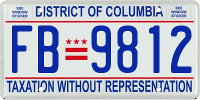 DC license plate FB9812