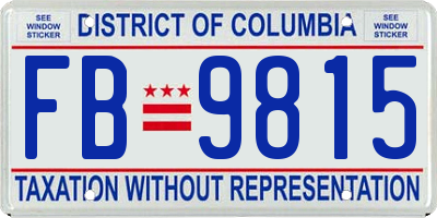 DC license plate FB9815