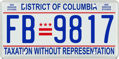 DC license plate FB9817