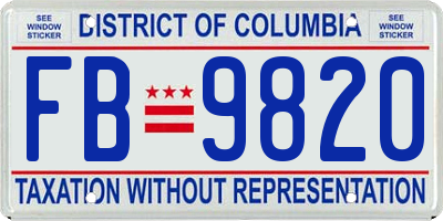 DC license plate FB9820