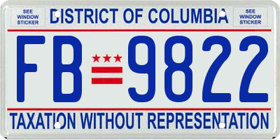 DC license plate FB9822