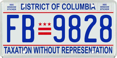 DC license plate FB9828