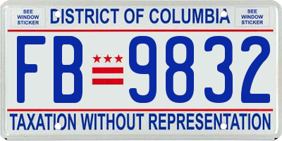 DC license plate FB9832