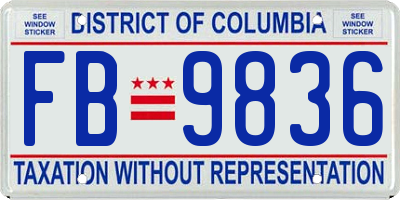 DC license plate FB9836